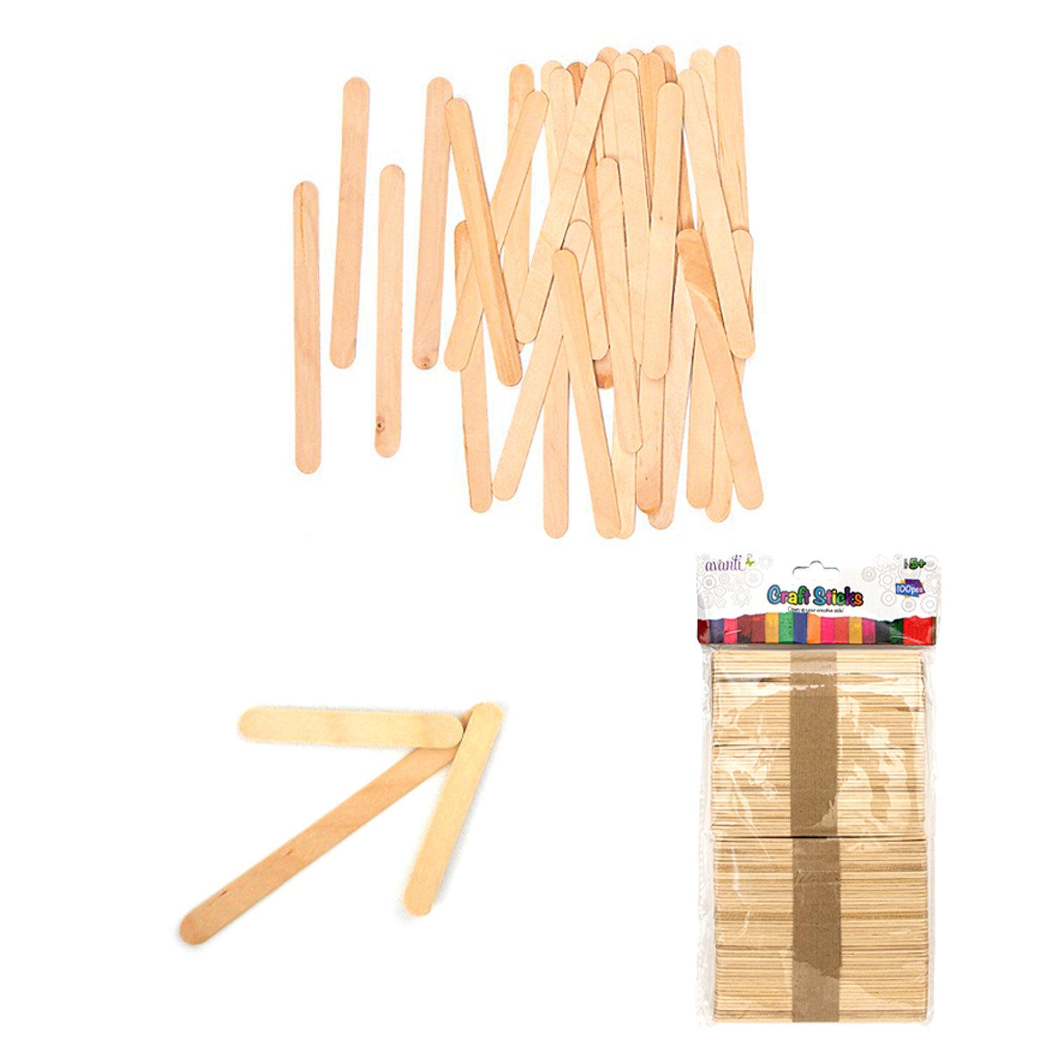 100 Sticks - Wood Craft Popsicle Sticks 4.5 inch -Green