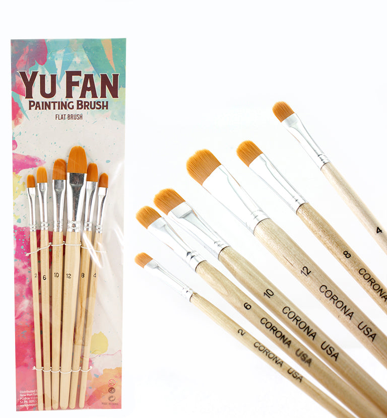 Art Brushes Flat, Synthetic Nylon Brush, Wood Handle & Aluminum Ferrules