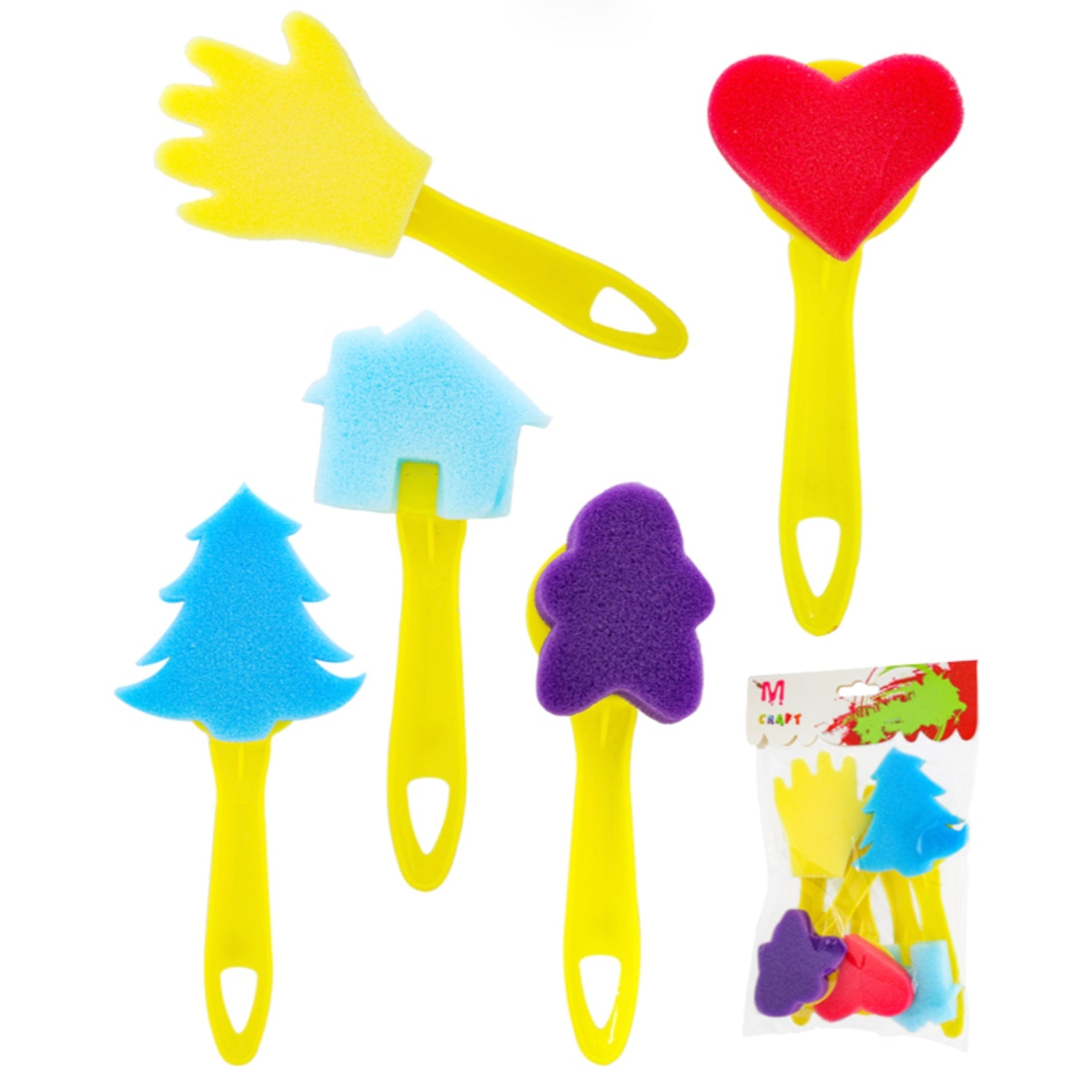 Sponge Paint Stamp Sets, Variety Colors, 5 pcs Fararti