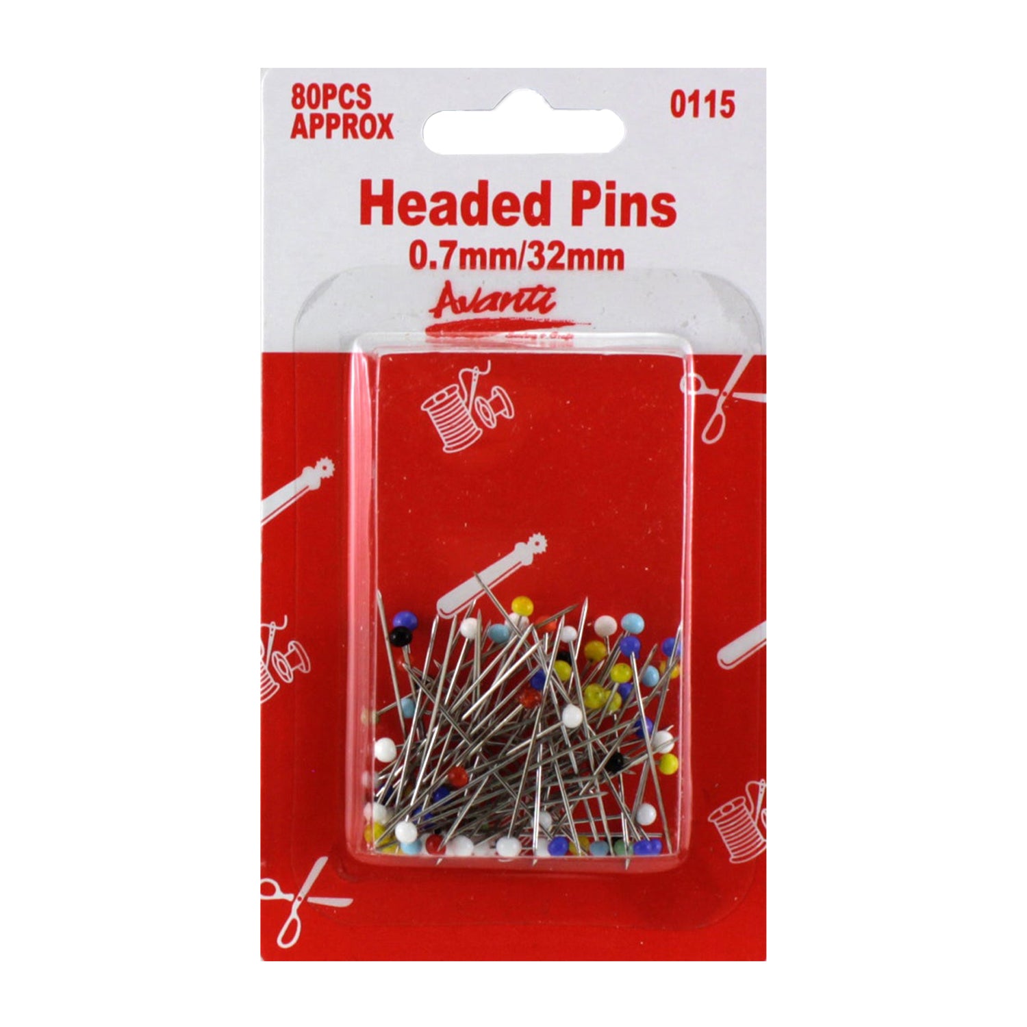 Avanti Color Head Sewing Pins 32mm, Straight Quilting Pins for Fabric