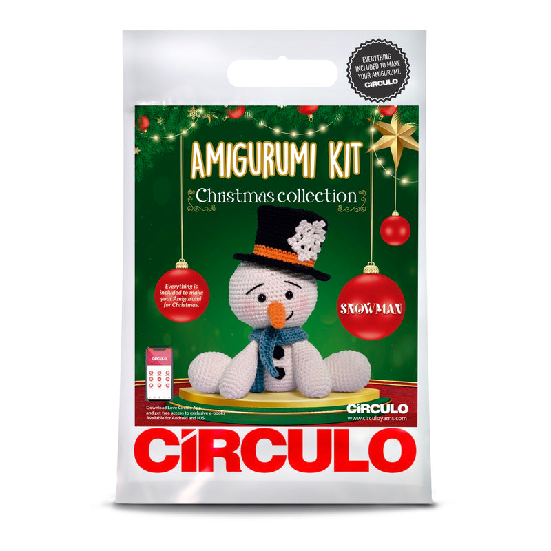CIRCULO Amigurumi Kit Christmas Collection - Snowman, Clear Easy to Follow Instructions - Intermediate Level - 1 Crochet Kit