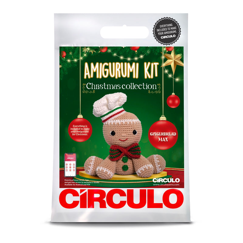 CIRCULO Amigurumi Kit Christmas Collection -Gingerbread - All Materials Included, Clear Easy to Follow Instructions - Intermediate Level