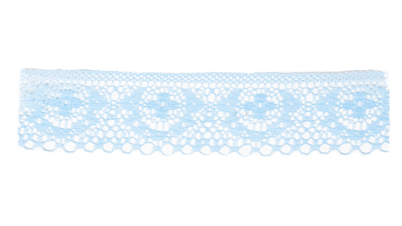 Flat Nylon Lace, 1 1/2 in,  Light Blue / Turquoise, 55-Pack