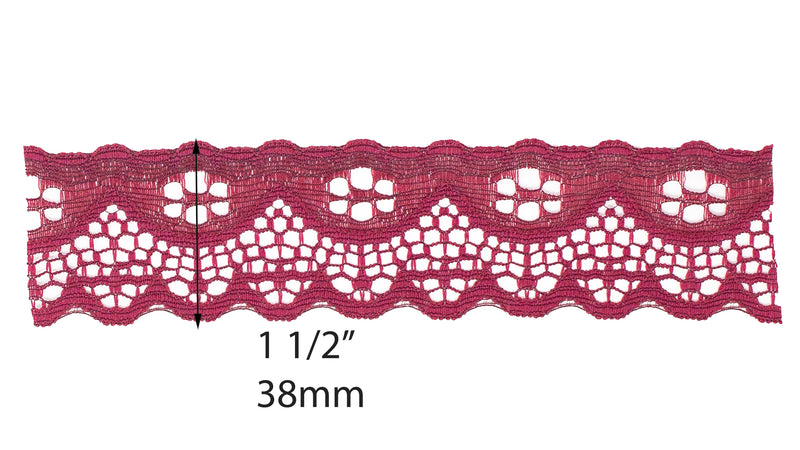 Nylon Lace Trim - 1 1/2 Inch Scalloped Edge (YDS)