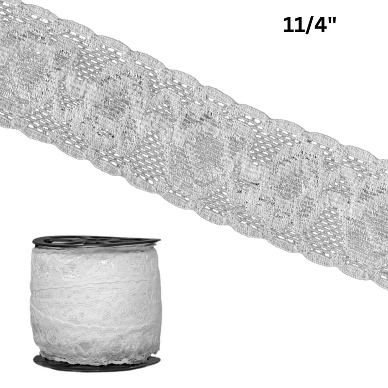 Premium Elastic Lace Trim - 1 1/4” Wide, 27-Pack