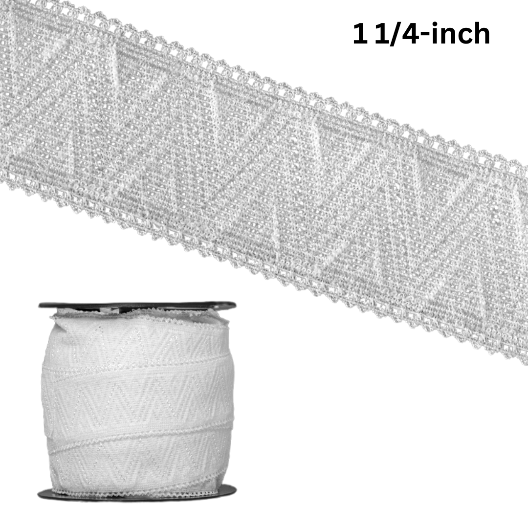Premium Elastic Geometric Lace Trim - 1 1/4-Inch, 27-Pack