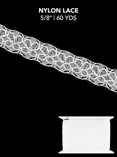 Elegant Floral Nylon Lace Trim - 5/8-inch, 60-Pack