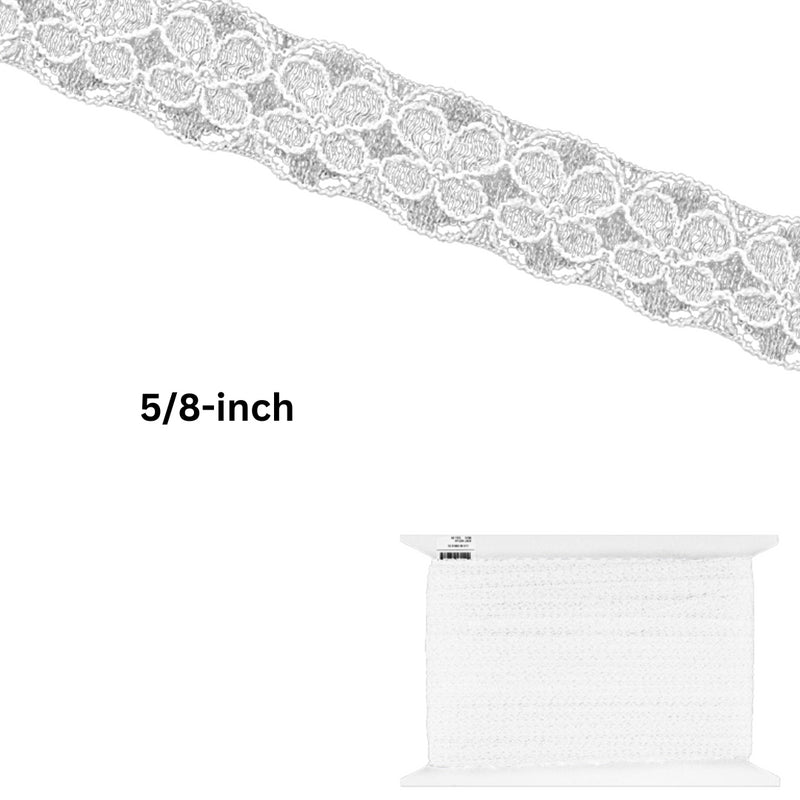 Elegant Floral Nylon Lace Trim - 5/8-inch, 60-Pack