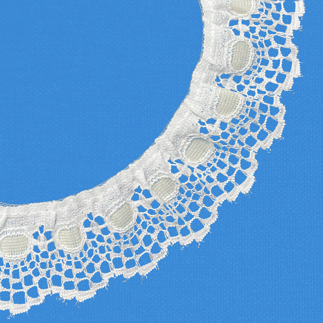 Ruffle Nylon Lace, 1.7 in,   White/Ivory
