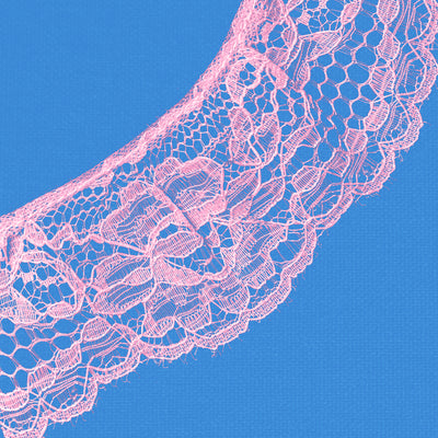 Ruffle Nylon Lace, 2 in, 27 yds - Pink, Blue