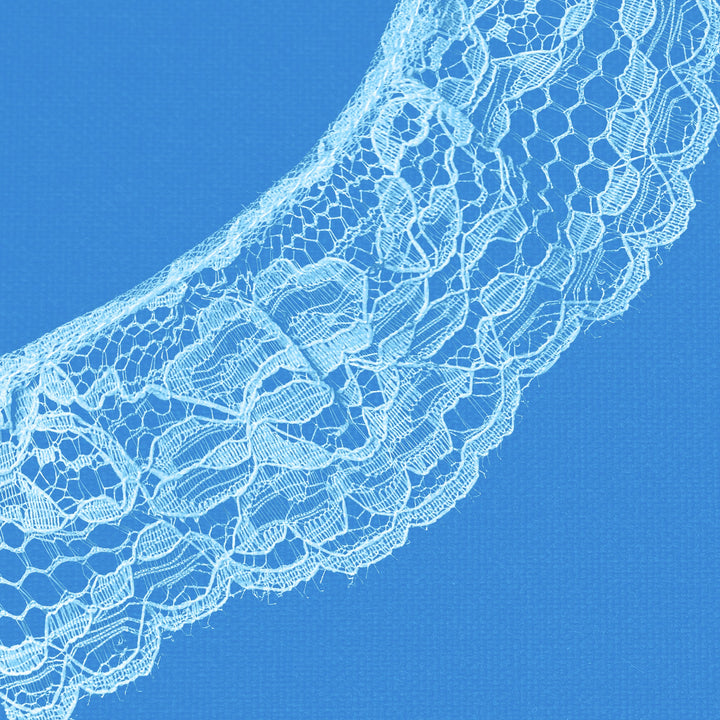 Ruffle Nylon Lace, 2 in,- Pink, Blue, 27-Pack