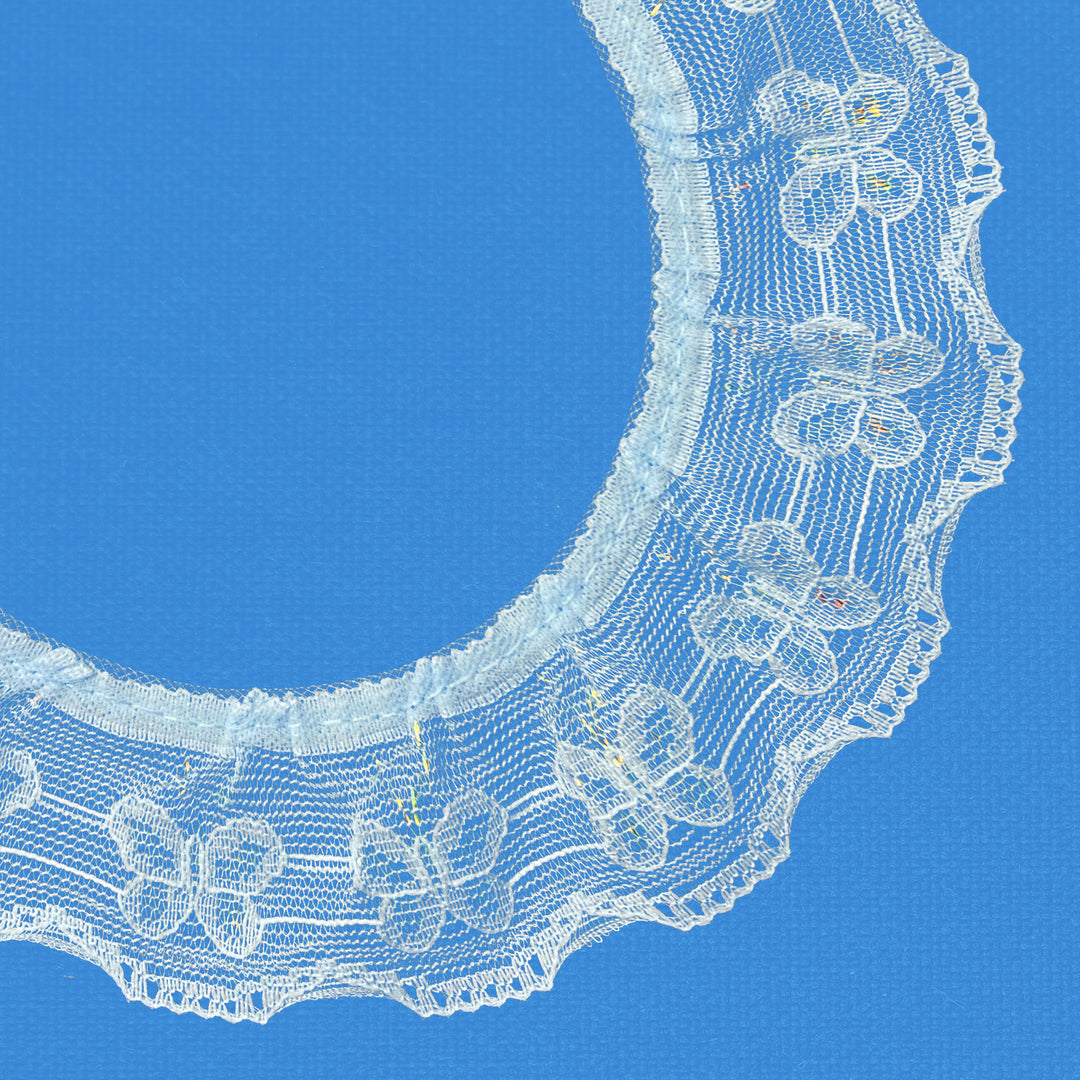 Ruffle Nylon Lace, 1 1/2 in,  - Blue