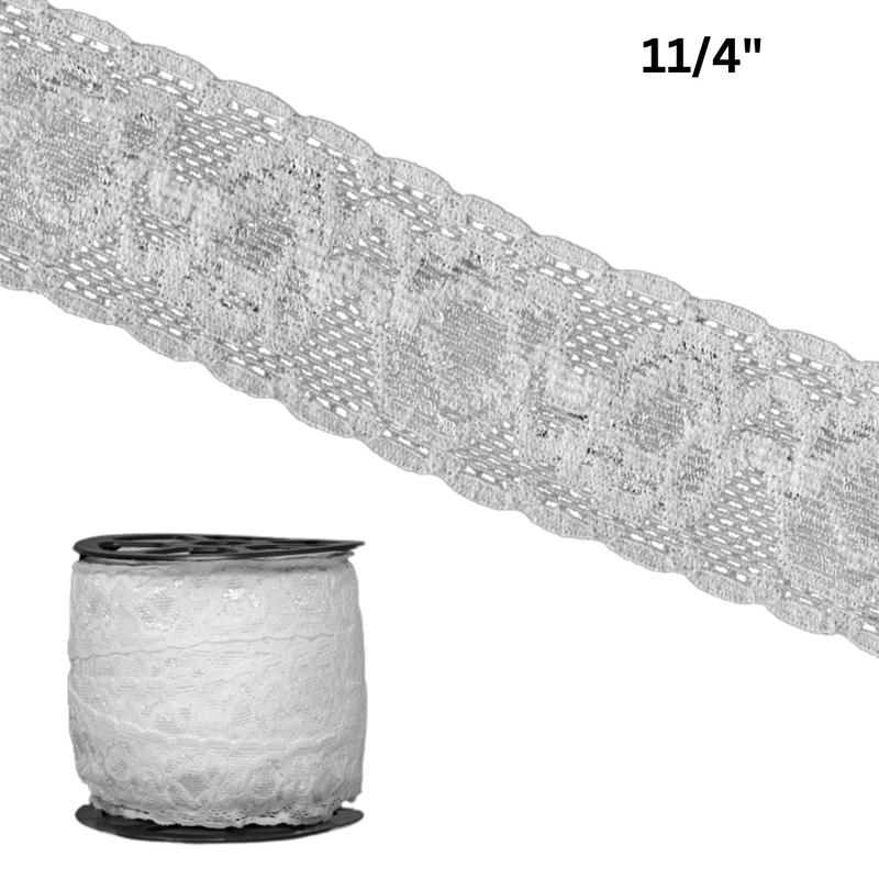 Premium Elastic Lace Trim - 1 1/4” Wide