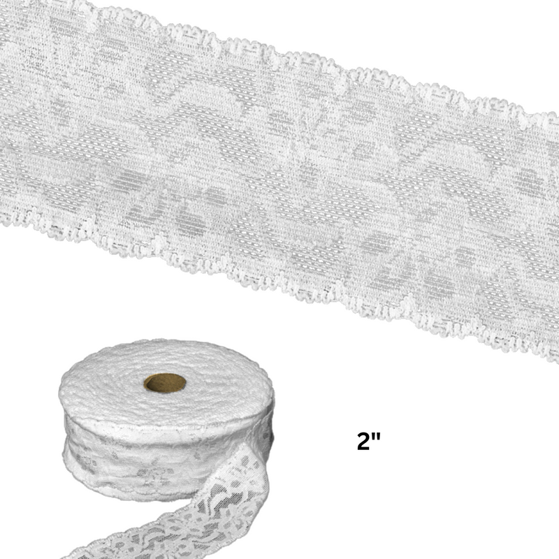 Elastic Floral Lace Trim – 2 Inches Wide