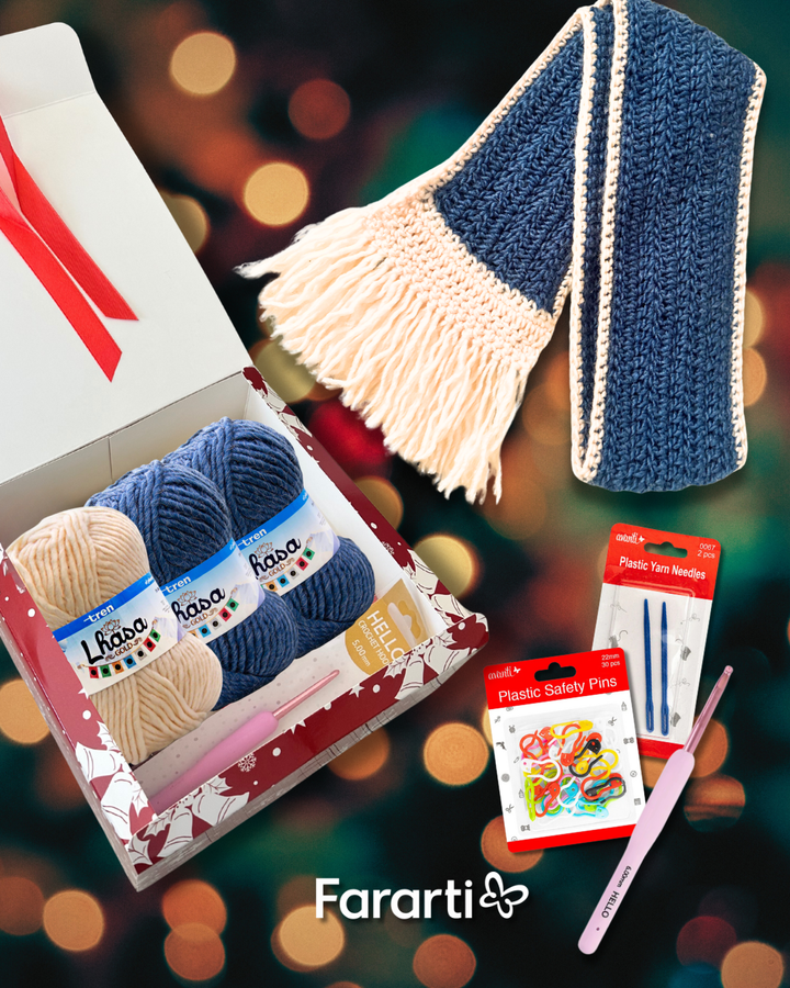 🧶 Holiday Scarf DIY Crochet Gift Box – Lhasa Yarn Edition
