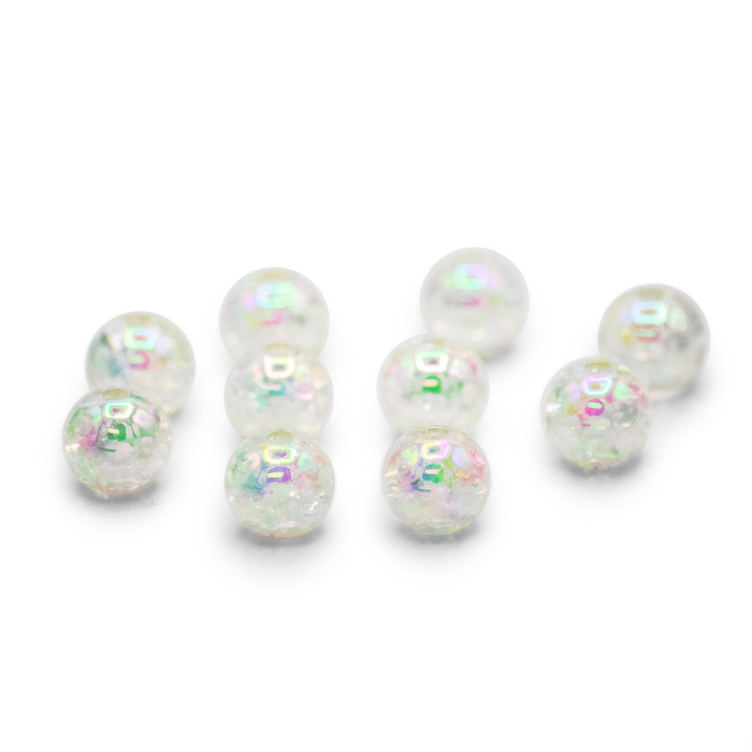 Sparkling Glossy Clear GL Beads – 10 mm with 2 mm Hole, 10-Pack