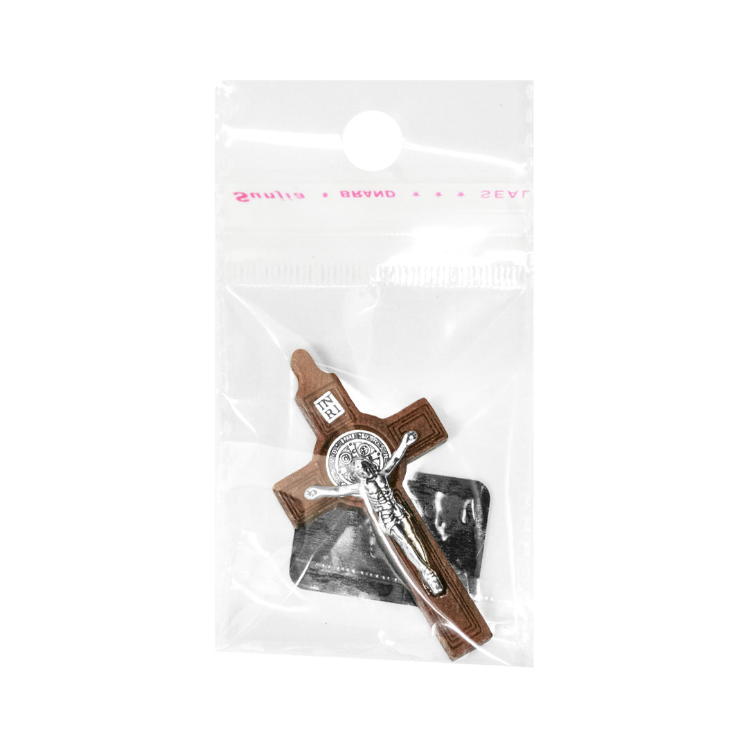 Glossy Wood & Metal Cross Pendant – Single & 12-Pack Options