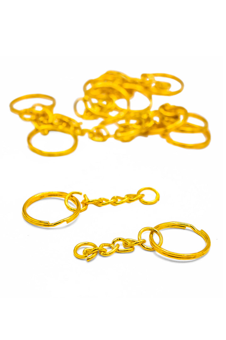 Sleek Metal Key Rings with Chain – Set of 12