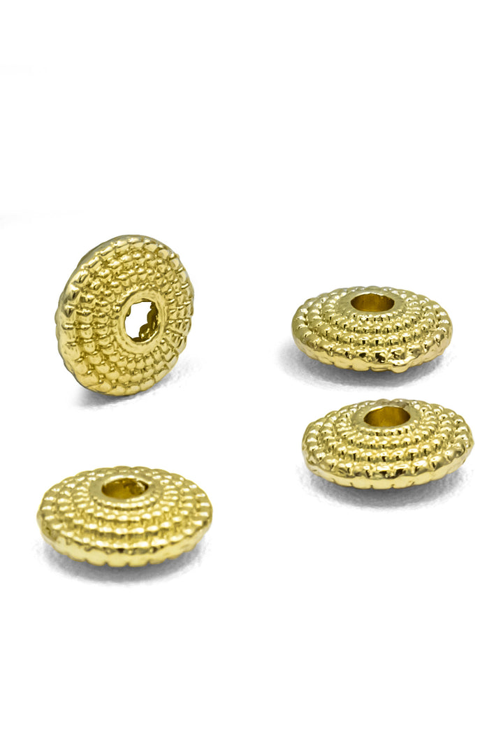 Gleaming Plate Beads – 3 mm Hole, Matte Gold & Matte Nickel, 6-Piece Set