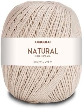 Circulo Natural Cotton Yarn - Big Ball 24.7 oz - 100% Brazilian Virgin Cotton - Undyed - Pack of 1 Ball - Color 20 Natural (4/6 - Light Worsted)