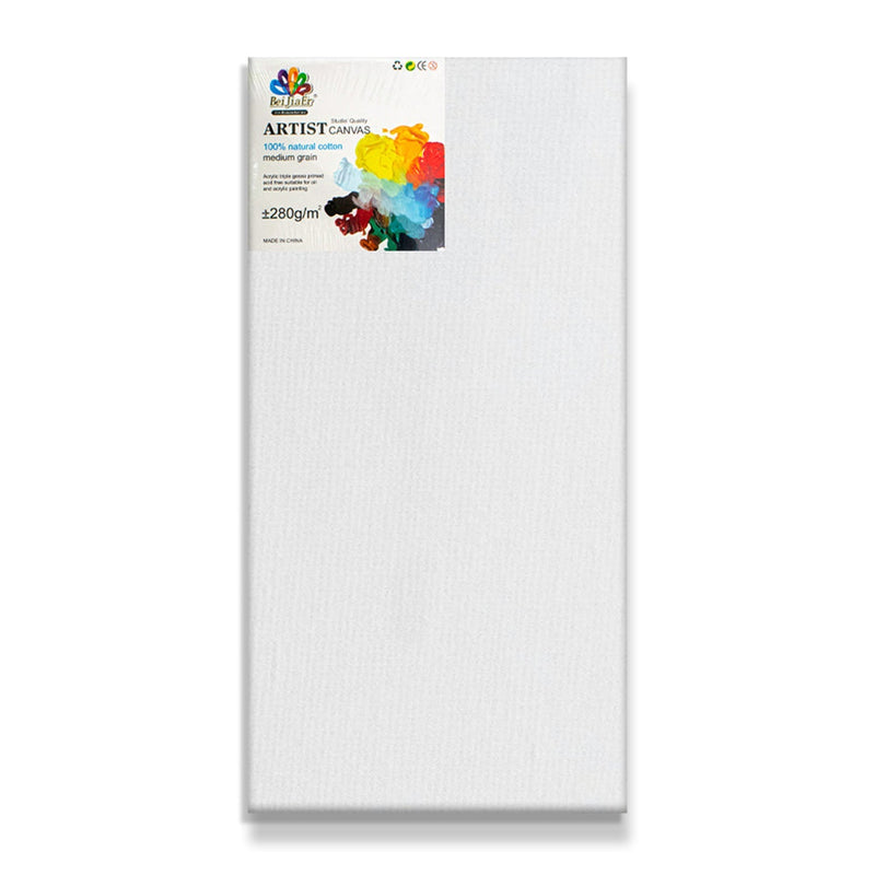 Triple-Primed Cotton Canvas – 12"x24” Ready-to-Paint Surface for Acrylic, Oil, and More, 6-Pack