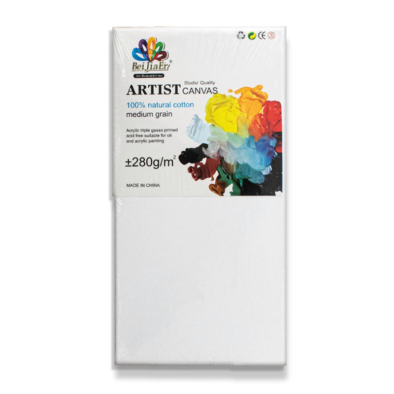 Triple-Primed Cotton Canvas – 6"x12” Ready-to-Paint Surface for Acrylic, Oil, and More, 12-Pack