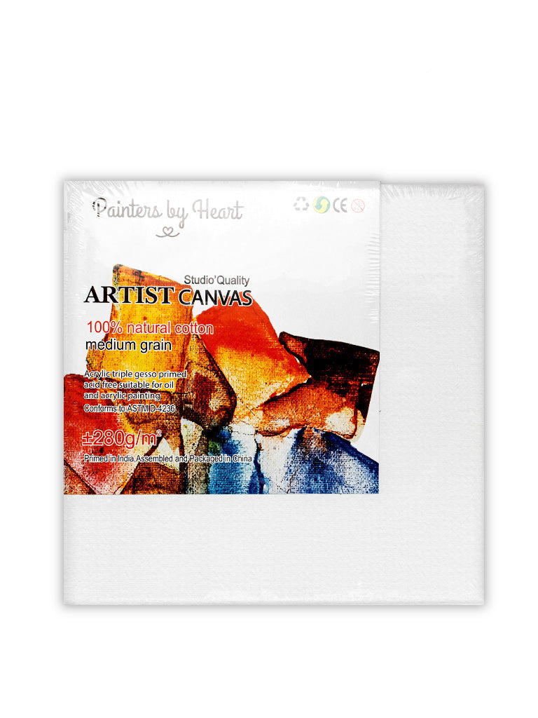 Triple-Primed Cotton Canvas – 8" x 8" Ready-to-Paint Surface for Acrylic, Oil, and More, 12-Pack