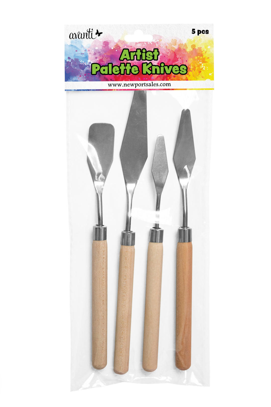 Sculpting Palette Knives, Metal tip with Wooden Handle, Various Sizes, 4 pcs, 6-Pack