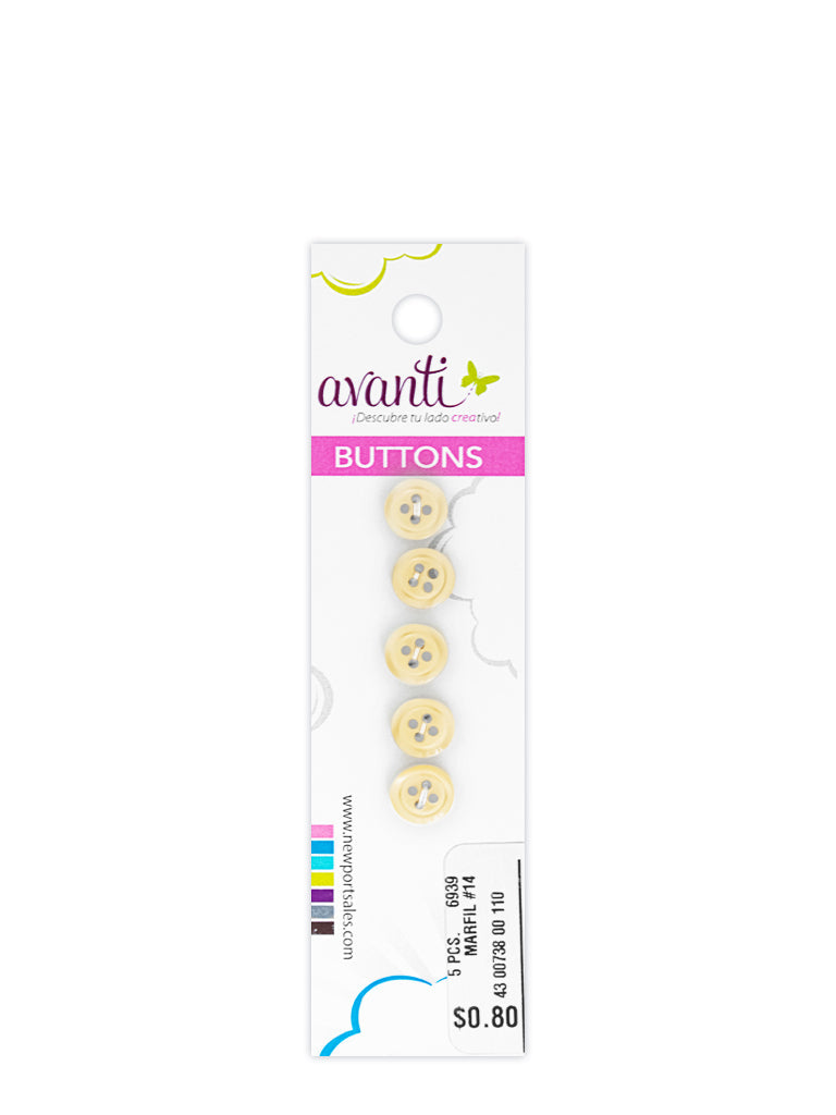 Sewing Buttons – 14L (8.5mm / 0.33 inches) with 4 Holes – Perfect for Baby Clothing, Children's Dresses & Accessories,12-Pack