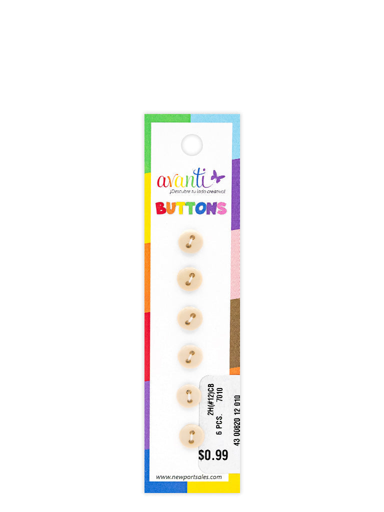 Sewing Buttons – 12L (7.5mm / 0.3 inches) with 2 Holes – Perfect for Shirt Collars, Baby Clothing & Crafts