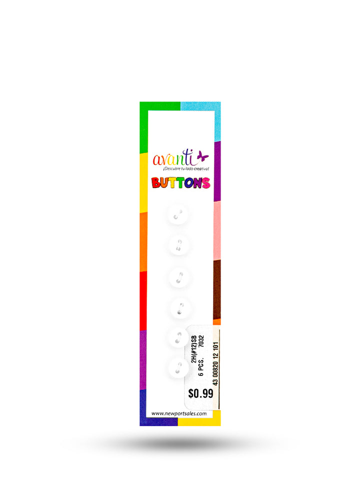 Sewing Buttons – 12L (7.5mm / 0.3 inches) with 2 Holes – Perfect for Shirt Collars, Baby Clothing & Crafts