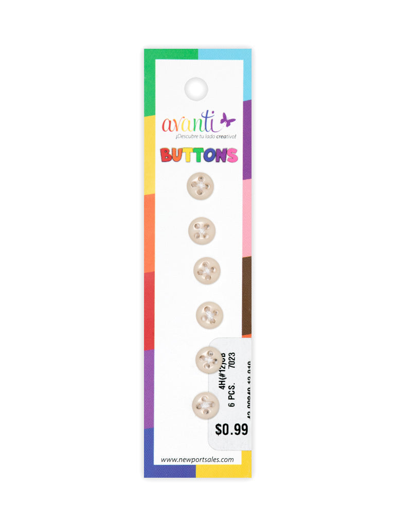 Sewing Buttons – 12L (7.5mm / 0.3 inches) with 4 Holes – Perfect for Shirt Collars, Baby Clothes & Crafts