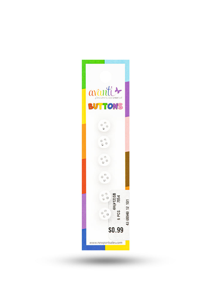 Sewing Buttons – 12L (7.5mm / 0.3 inches) with 4 Holes – Perfect for Collars, Cuffs & DIY Crafts, 12-Pack