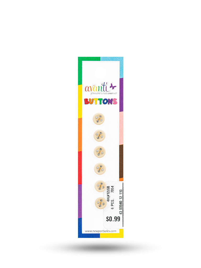 Sewing Buttons – 12L (7.5mm / 0.3 inches) with 4 Holes – Perfect for Collars, Cuffs & DIY Crafts, 12-Pack