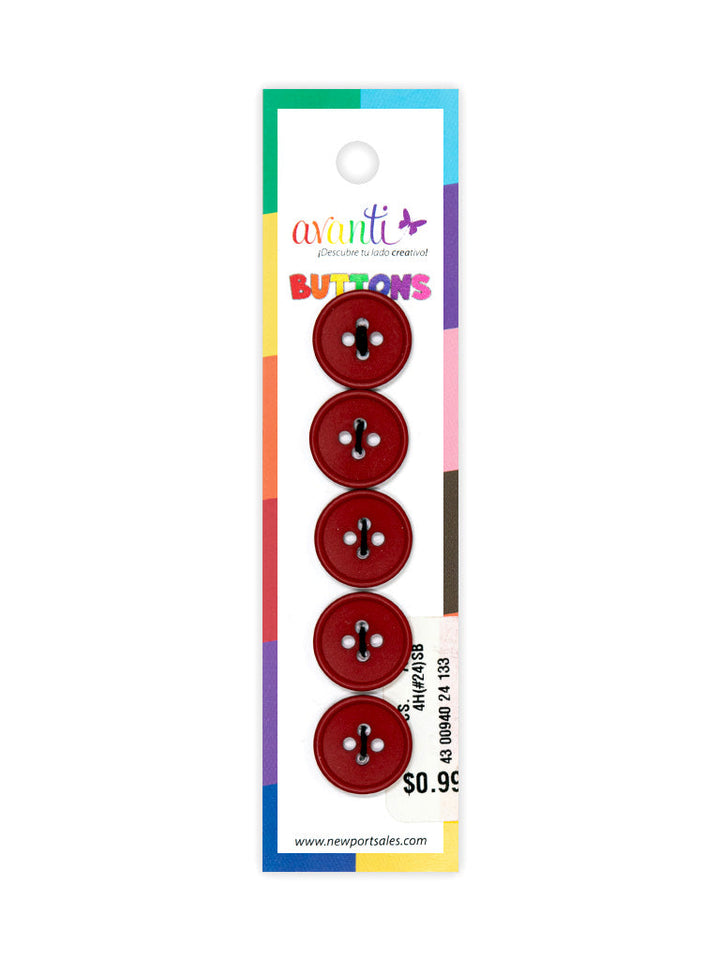 Sewing Buttons – 24L (15mm / 0.6 inches) with 4 Holes – Perfect for Shirts, Sweaters & Light Jackets, 12-Pack