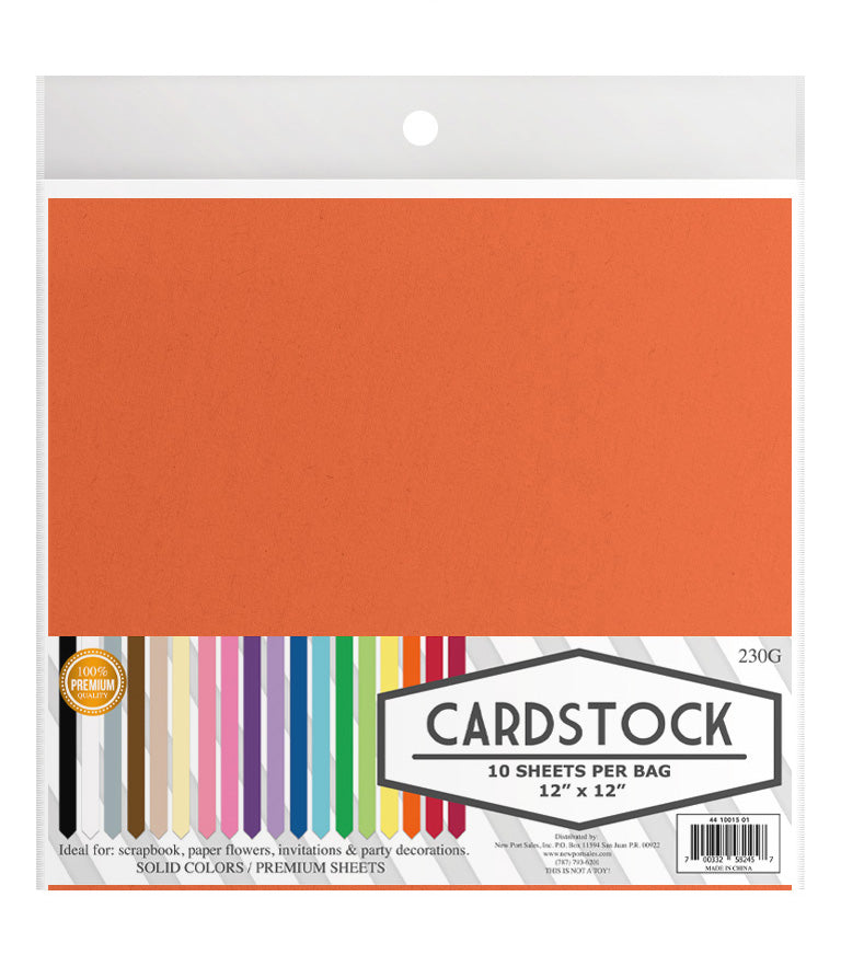 Cardstock 12" x 12",  10 pieces, 230g.