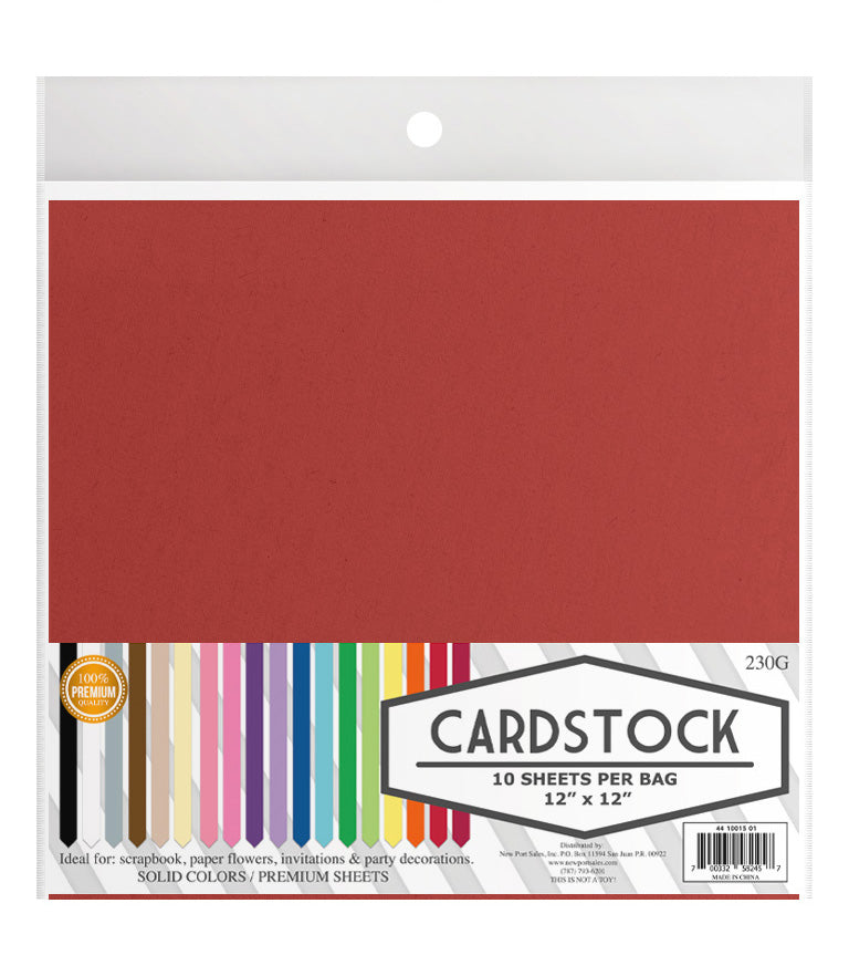 Cardstock 12" x 12",  10 pieces, 220 grams, 10-Pack