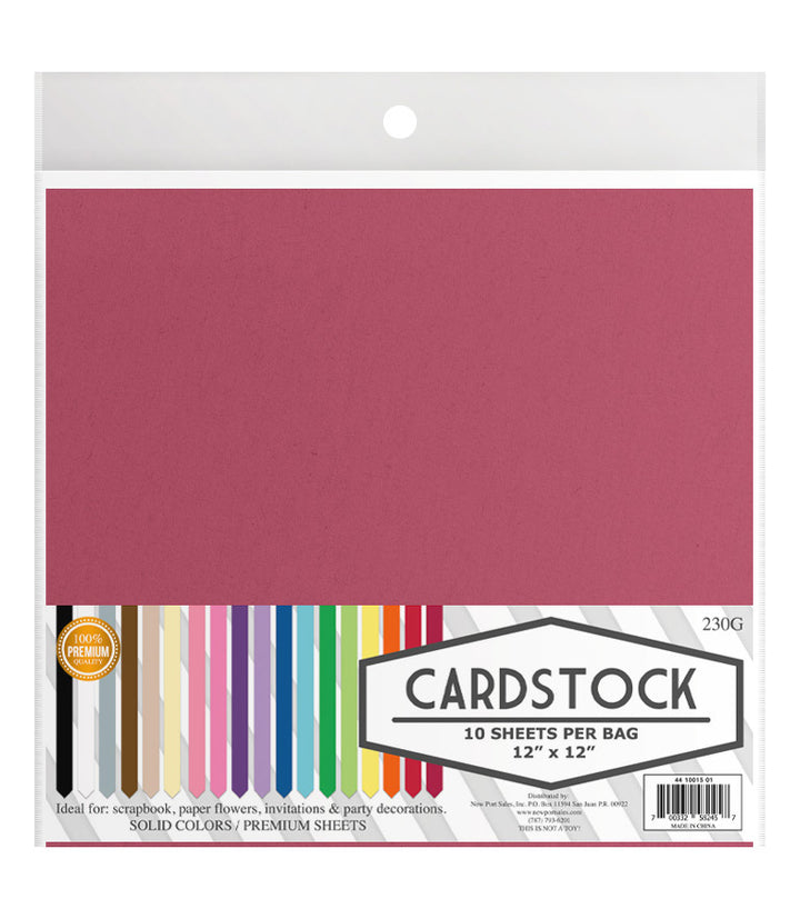 Cardstock 12" x 12",  10 pieces, 230g.
