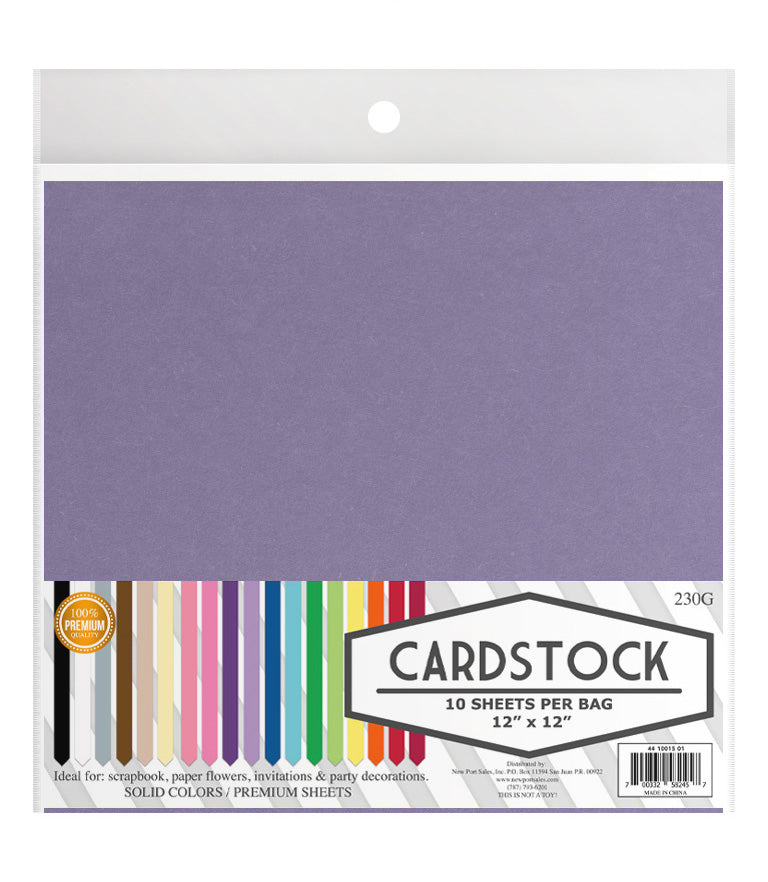 Cardstock 12" x 12",  10 pieces, 230g.