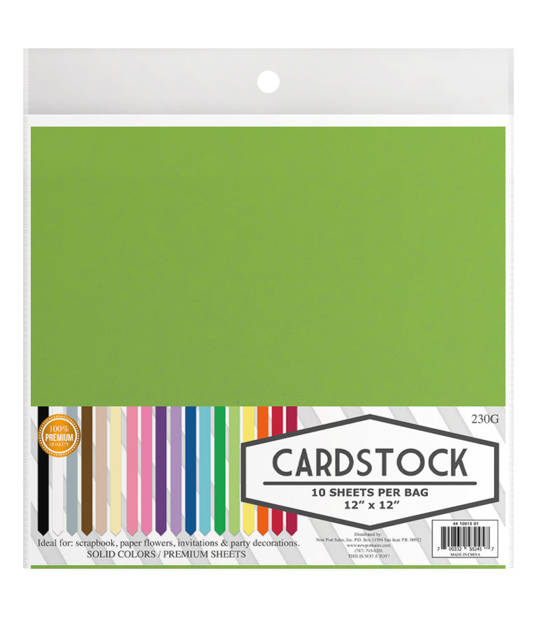 Cardstock 12" x 12",  10 pieces, 230g.