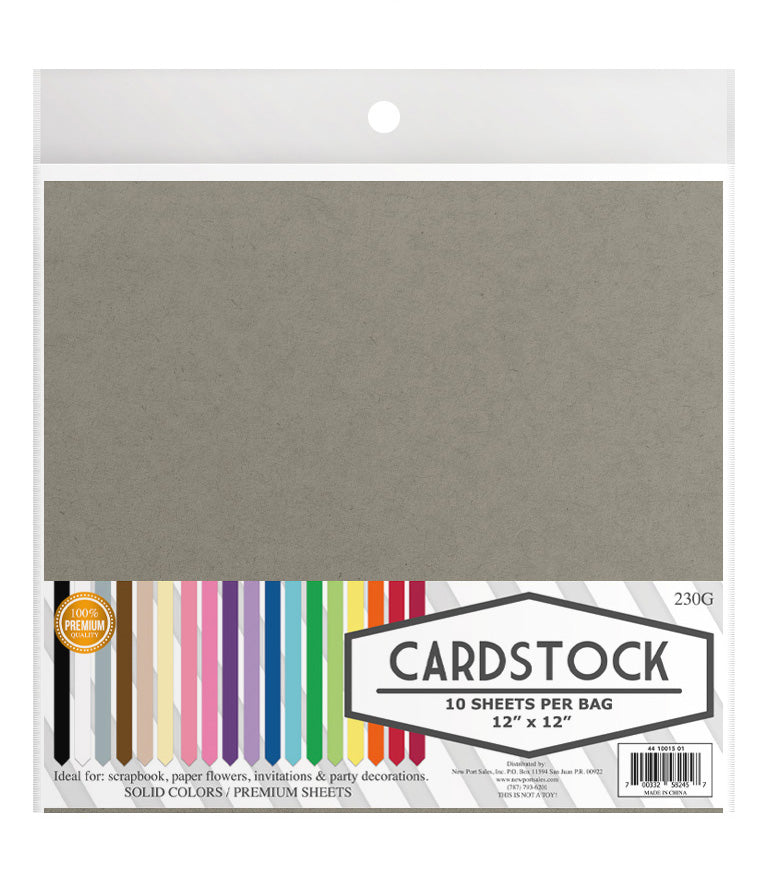Cardstock 12" x 12",  10 pieces, 230g.