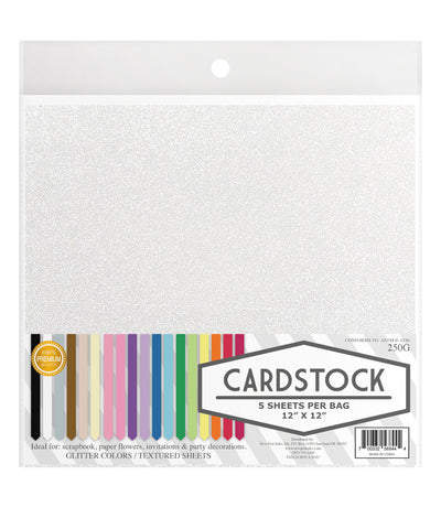 Glitter Cardstock, 250g. 12" x 12", 5 pcs, 10-Pack