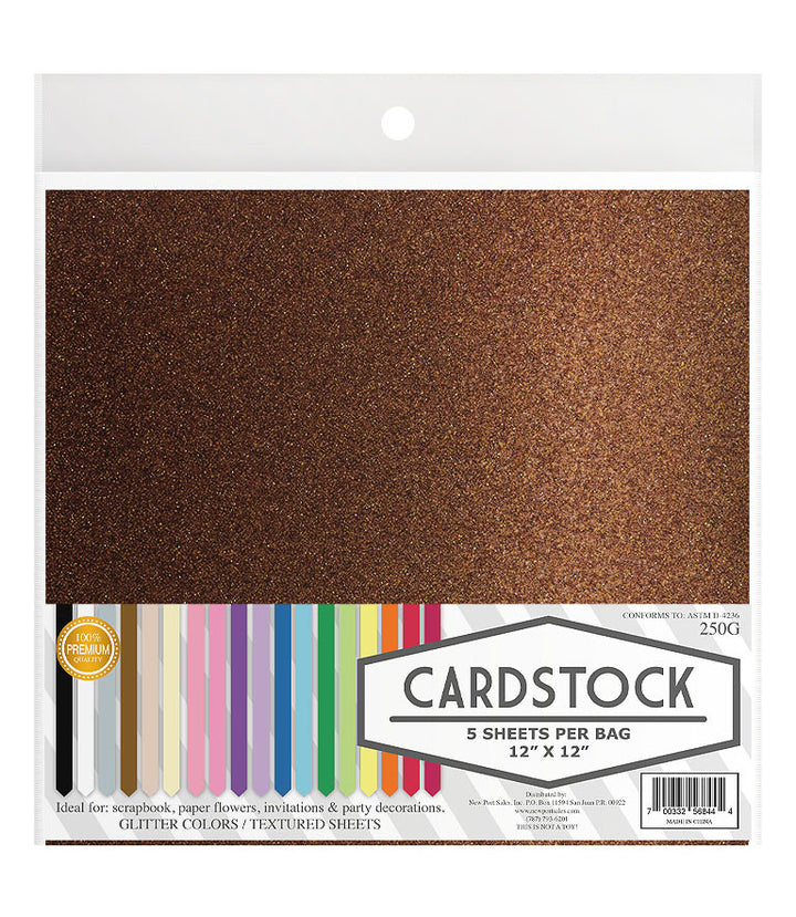 Glitter Cardstock, 250g. 12" x 12", 5 pcs, 10-Pack