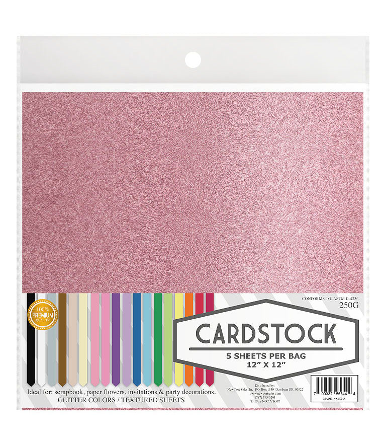Glitter Cardstock, 250g. 12" x 12", 5 pcs, 10-Pack