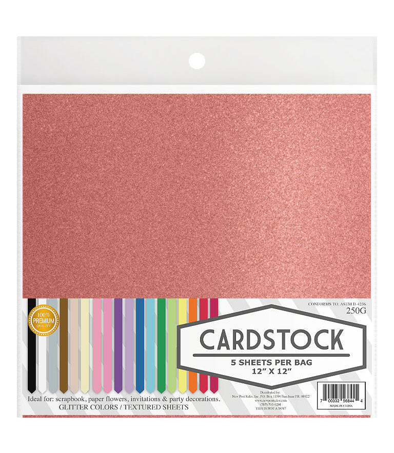 Glitter Cardstock, 250g. 12" x 12", 5 pcs, 10-Pack