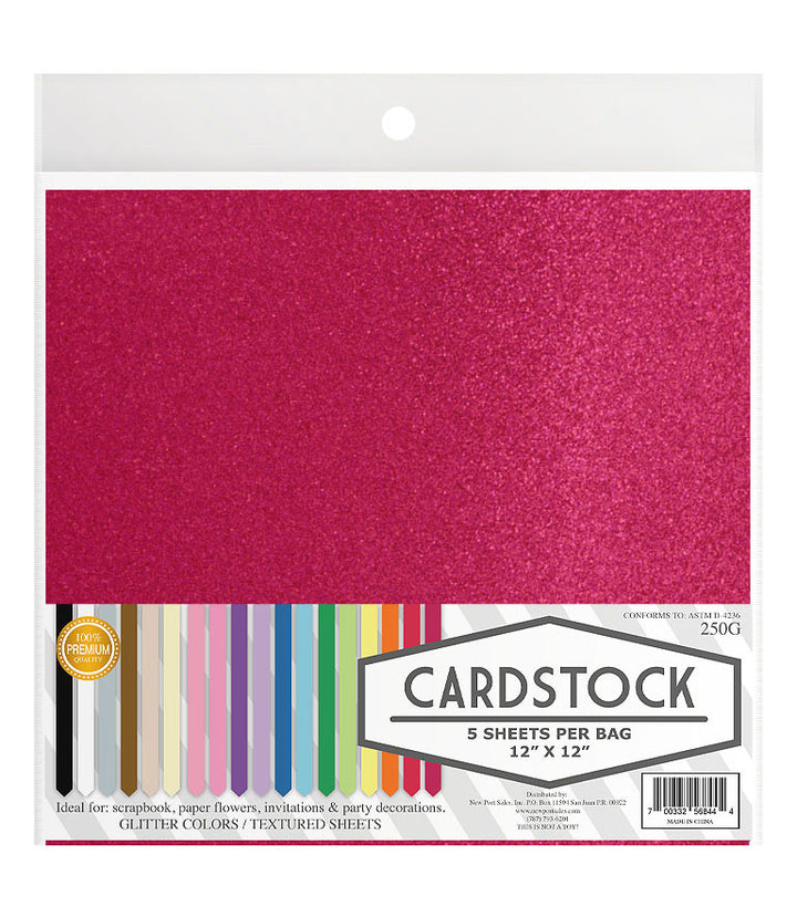 Glitter Cardstock, 250g. 12" x 12", 5 pcs, 10-Pack