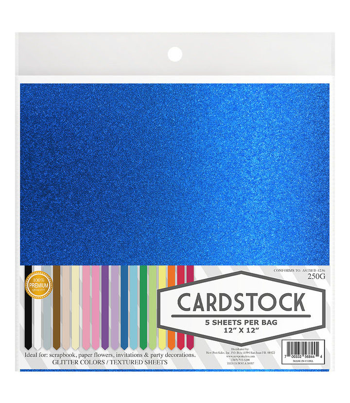 Glitter Cardstock, 250g. 12" x 12", 5 pcs, 10-Pack