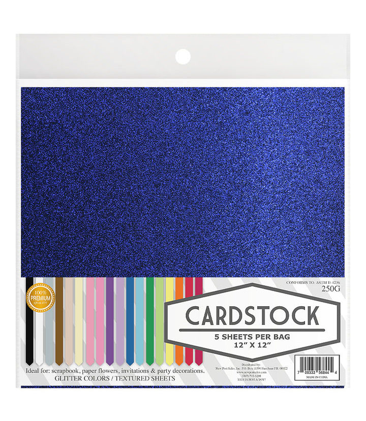 Glitter Cardstock, 250g. 12" x 12", 5 pcs, 10-Pack