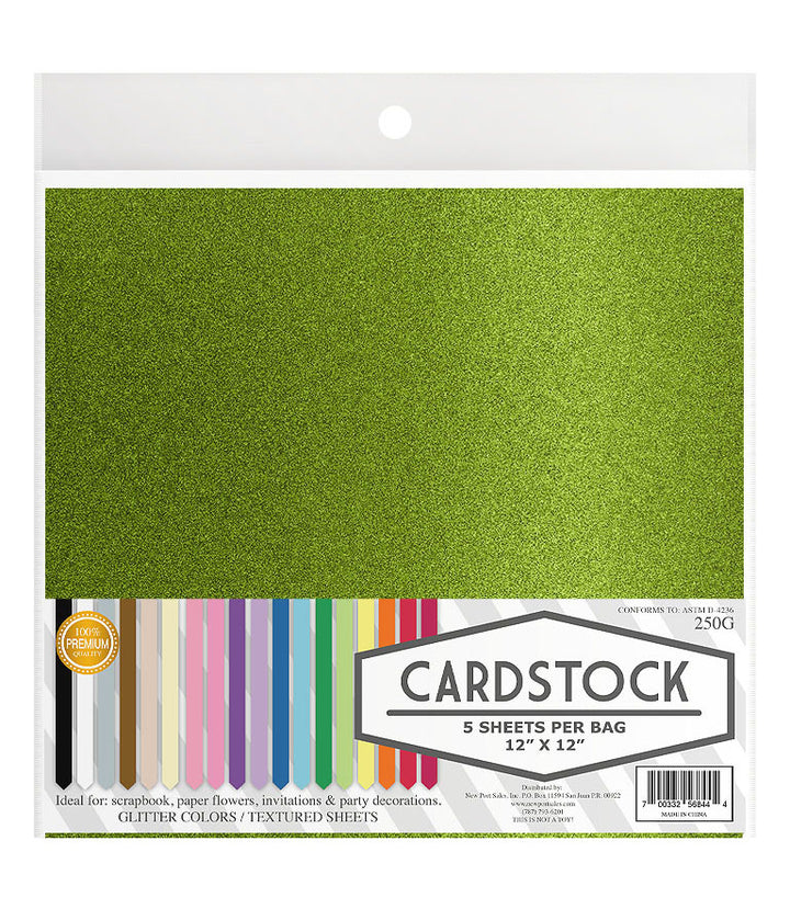 Glitter Cardstock, 250g. 12" x 12", 5 pcs, 10-Pack