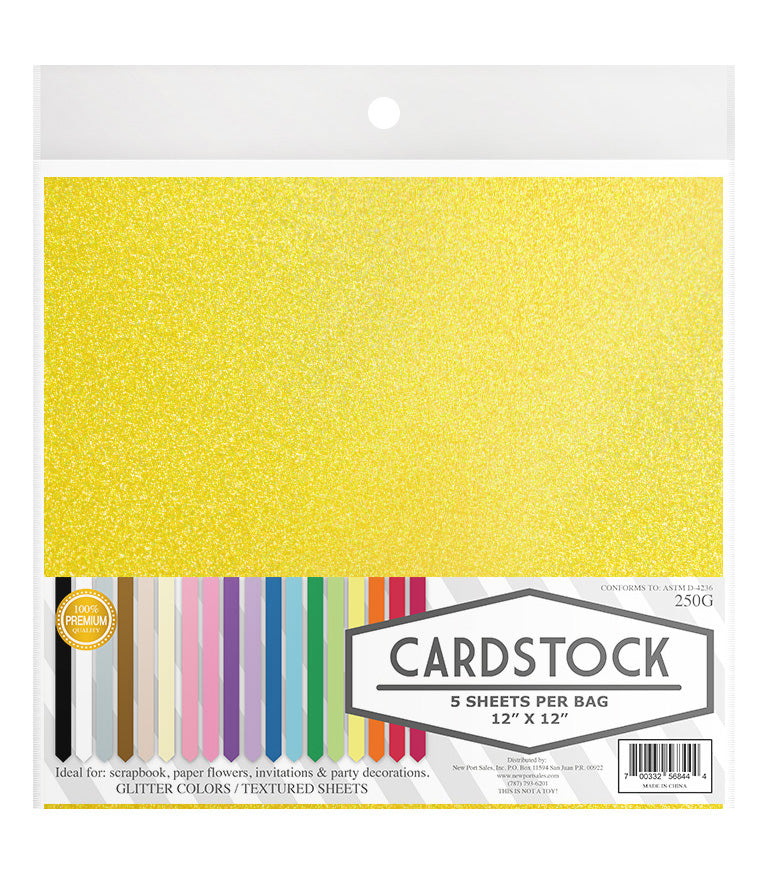 Glitter Iridescent Colors Cardstock, 250gms 12" x 12", 5 pcs. 10-Pack
